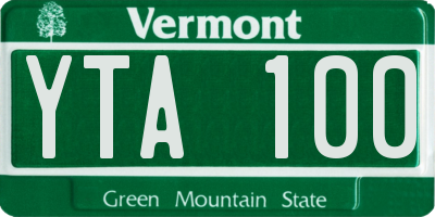 VT license plate YTA100