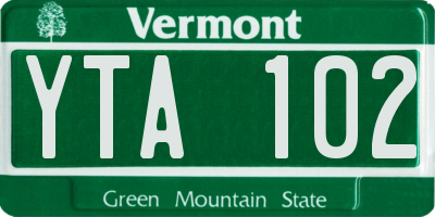 VT license plate YTA102