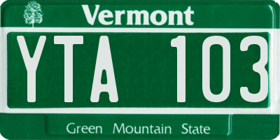 VT license plate YTA103