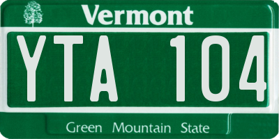 VT license plate YTA104