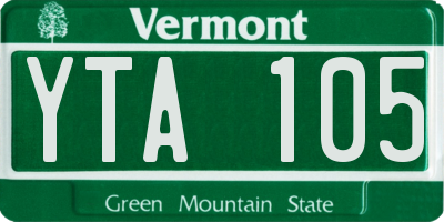 VT license plate YTA105