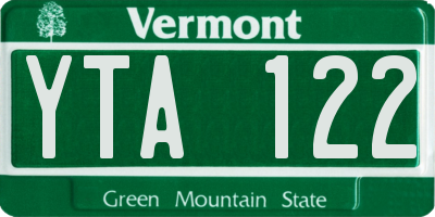 VT license plate YTA122