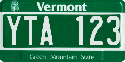 VT license plate YTA123