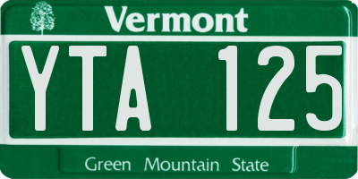 VT license plate YTA125
