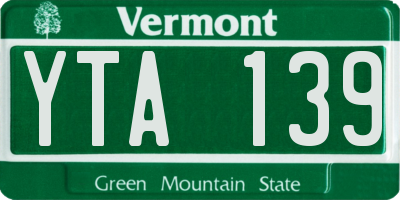 VT license plate YTA139