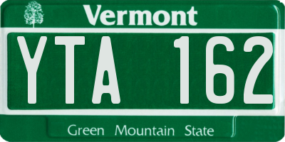 VT license plate YTA162