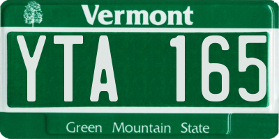 VT license plate YTA165