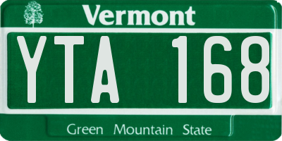 VT license plate YTA168