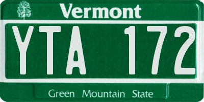 VT license plate YTA172