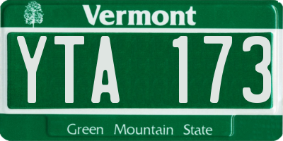 VT license plate YTA173