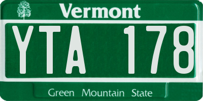 VT license plate YTA178