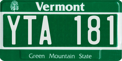 VT license plate YTA181
