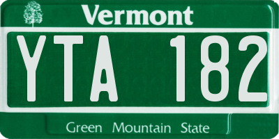 VT license plate YTA182