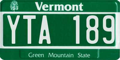 VT license plate YTA189