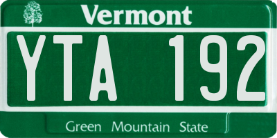 VT license plate YTA192
