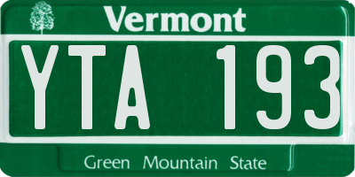 VT license plate YTA193