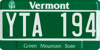 VT license plate YTA194