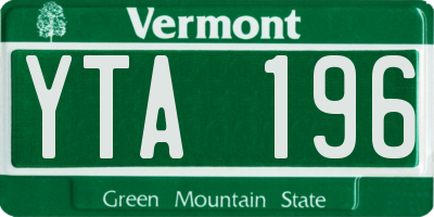 VT license plate YTA196