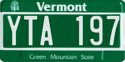 VT license plate YTA197