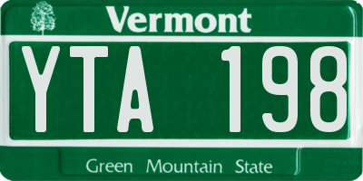 VT license plate YTA198