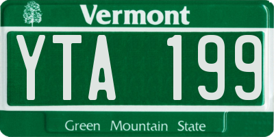 VT license plate YTA199