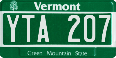 VT license plate YTA207