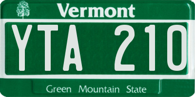 VT license plate YTA210