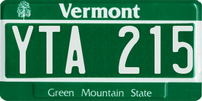 VT license plate YTA215