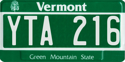 VT license plate YTA216