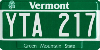 VT license plate YTA217