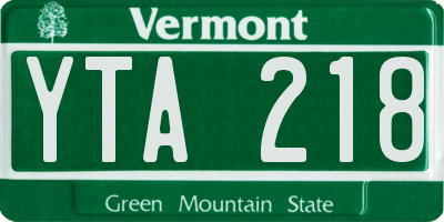 VT license plate YTA218