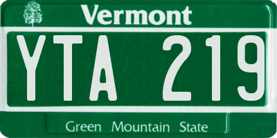 VT license plate YTA219