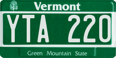 VT license plate YTA220