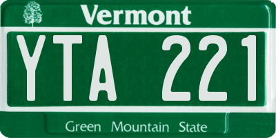 VT license plate YTA221