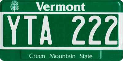 VT license plate YTA222