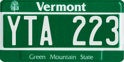 VT license plate YTA223