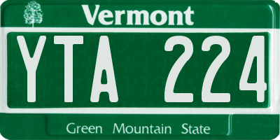 VT license plate YTA224