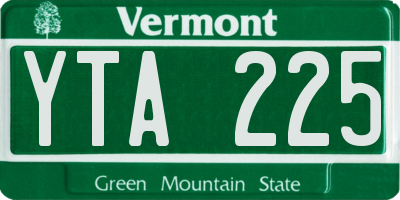 VT license plate YTA225