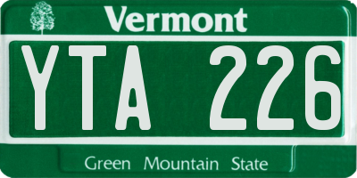 VT license plate YTA226