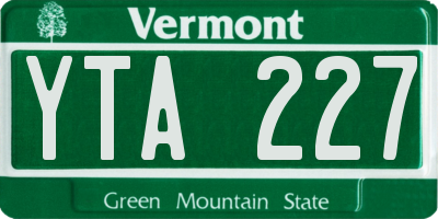 VT license plate YTA227