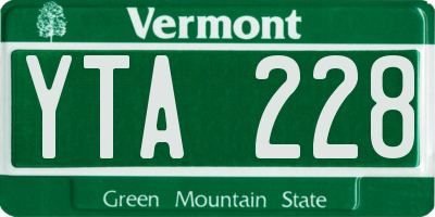 VT license plate YTA228
