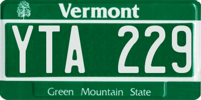VT license plate YTA229