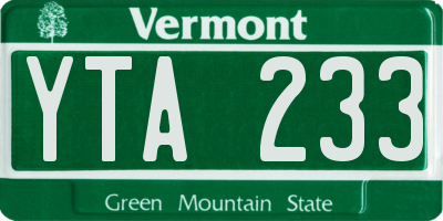 VT license plate YTA233