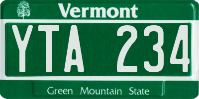VT license plate YTA234