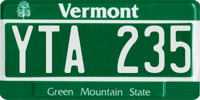 VT license plate YTA235