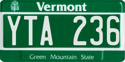 VT license plate YTA236