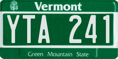 VT license plate YTA241