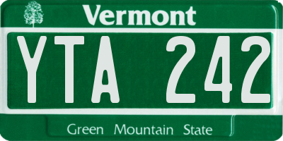 VT license plate YTA242