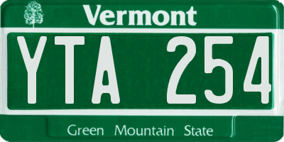 VT license plate YTA254