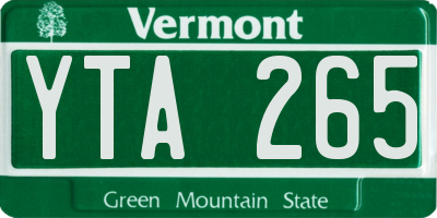 VT license plate YTA265
